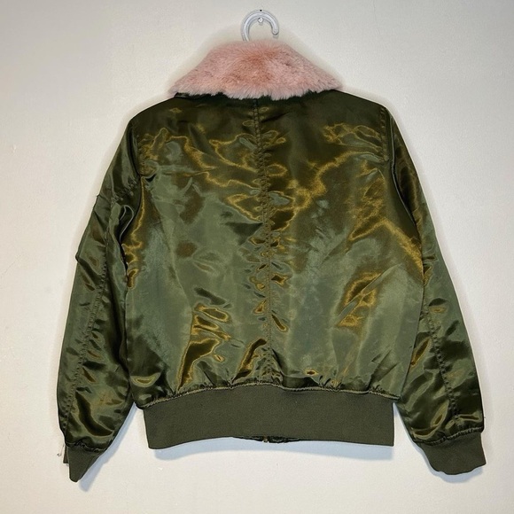 GAP - GREEN BOMBER w PINK FLOOF - Picture 3 of 3